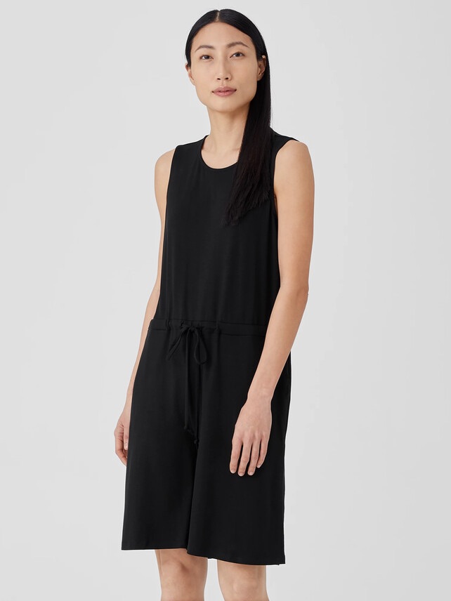 Eileen Fisher Fine Jersey Short Jumpsuit In Black Size Medium